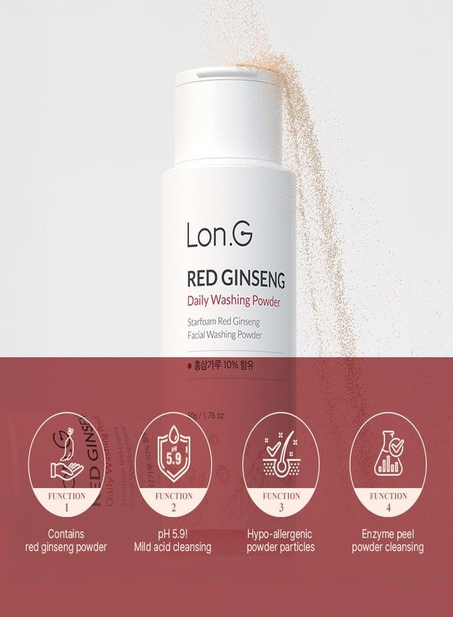 Long LON.G Red Ginseng Enzyme Powder Face Wash | Soft Cleanser and Exfoliator for Sensitive Skin, hydrating daily facial cleanser, low pH, blackhead removal, Ultra- Fine, Korean Skincare, 50g 1.76 oz. - Image 2