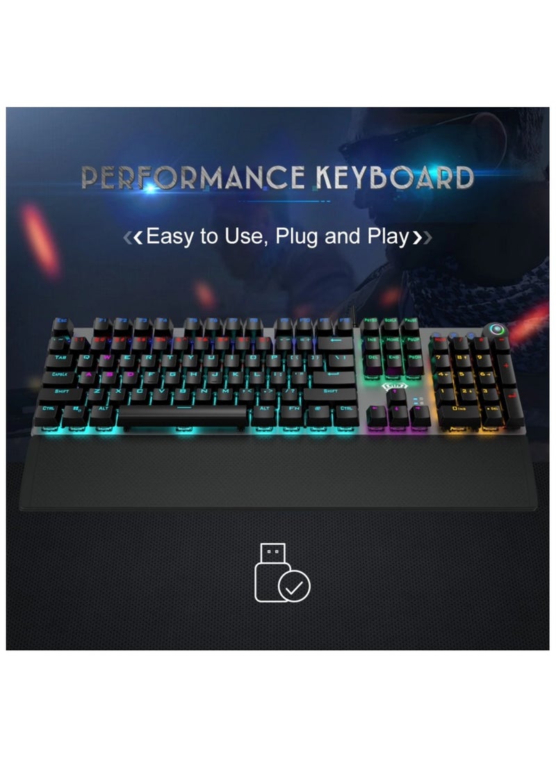 AULA F2088 Classic Mechanical Keyboard with Black Blue Switches,White Light LED Backlit Gaming Keyboard,Removable Wrist Rest,USB Wired Computer Keyboard for PC,Laptop - Image 2