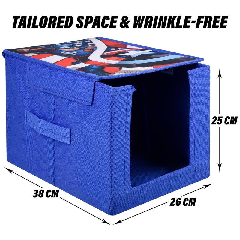 Kuber Industries Marvel Captain America Wardrobe Organizer Shirt Stacker Closet Organizer Foldable Storage Boxes Shelf Organizer Shirt Stacker Bag Pack of 2 Blue - Image 3