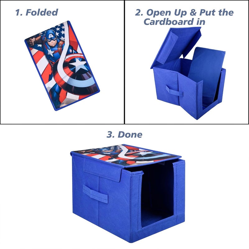 Kuber Industries Marvel Captain America Wardrobe Organizer Shirt Stacker Closet Organizer Foldable Storage Boxes Shelf Organizer Shirt Stacker Bag Pack of 2 Blue - Image 5