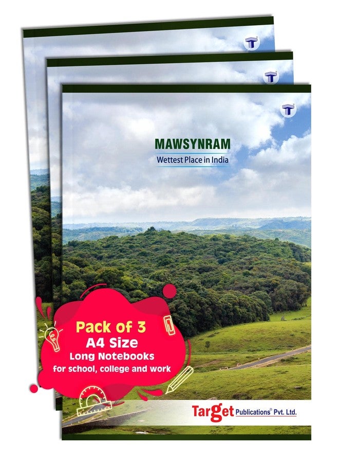 TARGET PUBLICATIONS A4 Size Long Notebooks for Students | Single Line Ruled 140 Pages in Each | Soft Cover, 21 cm x 29.7 cm Approx | GSM 57 | Useful for School, College & Office | Set of 3 | Mawsynram - Image 1