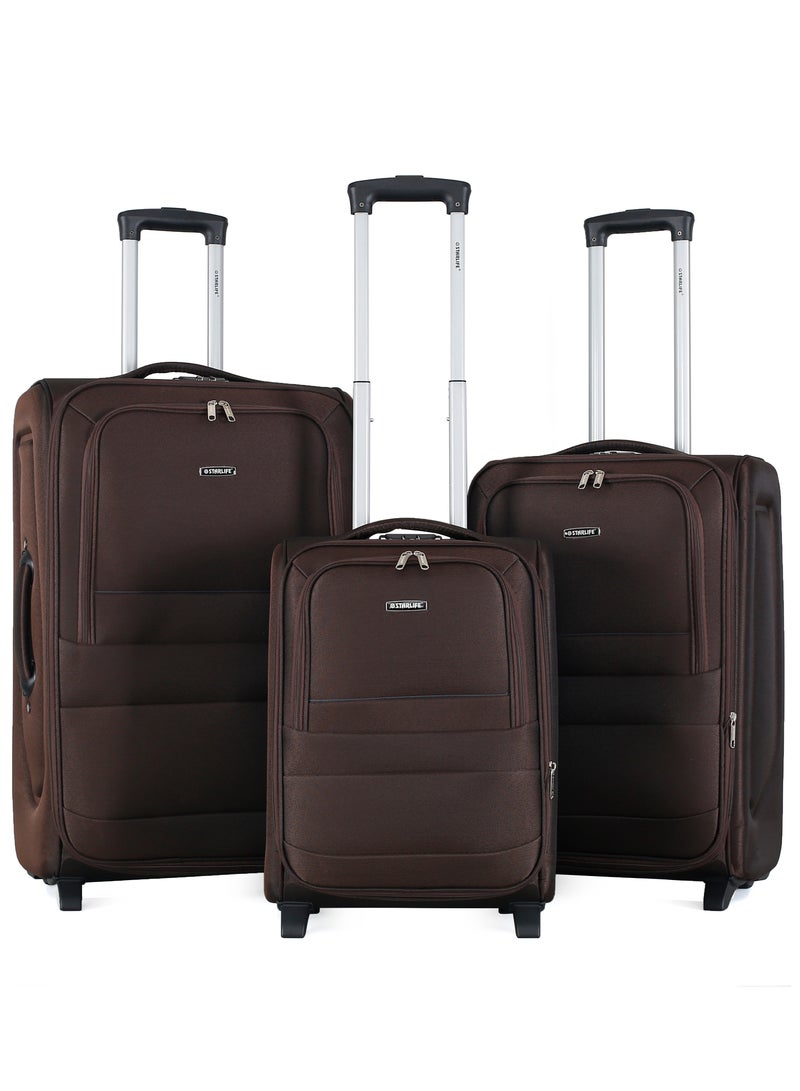 STARLIFE Set of 3 Light Weight Polyester Trolley Luggage 2 Wheels With Number Lock 20,24,28 Inches - Image 1