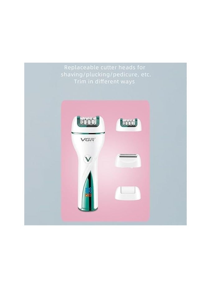 VGR V-728 3in1 Women Epilator Electric Female Shaver Leg Body Hair Removal Facial Lip Chin Lady Bikini Trimmer Rechargeable Callus Remover Multicolor - Image 2