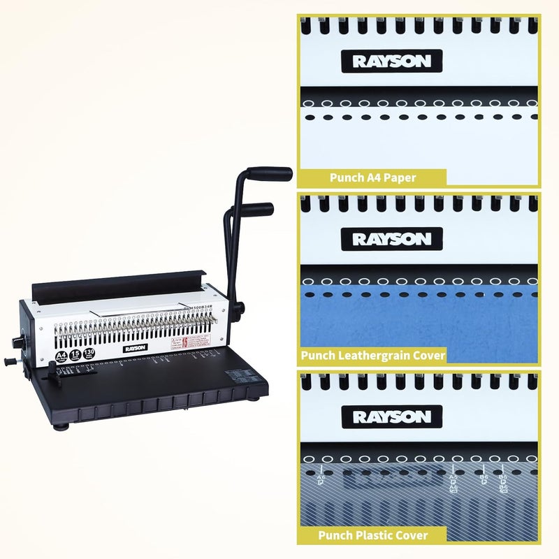 TD-1500B34R Wire Binding Machine, 3:1 Pitch, 130-Sheet Capacity | 34 Disengageable Dies, Punch 15 Sheets, Durable metal construction, Free binding supplies included, Easy to use - Image 5