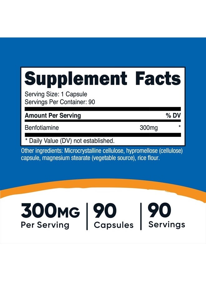 Nutricost Benfotiamine Fat Soluble Vitamin B1, 300 MG - 90 Capsules - Image 4