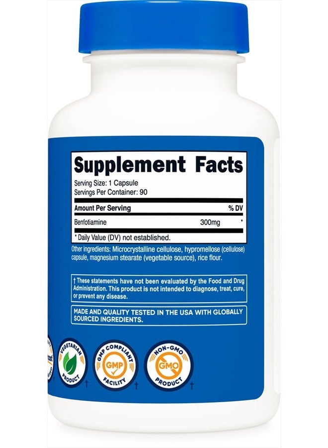 Nutricost Benfotiamine Fat Soluble Vitamin B1, 300 MG - 90 Capsules - Image 2