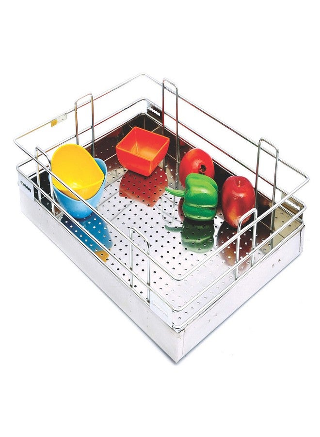 RAB Kitchen Plain Basket Stainless Steel for Modular Kitchen Drawer, Organize Multipurpose (CODE:- APPLE PLAIN, SIZE:- 17" X 22" X 4" inch, Pack of 1 PCS) - Image 1