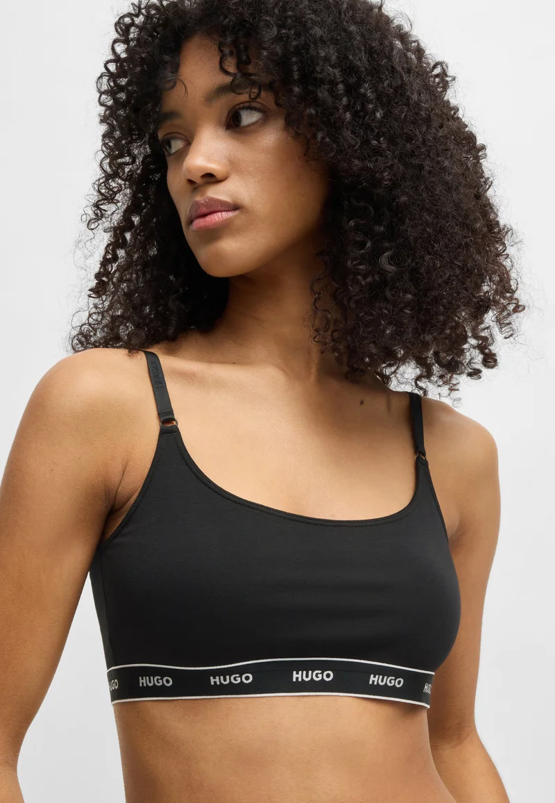 HUGO Open brown Two-pack of stretch-cotton bralettes with logo underbands for Women | Best Price UAE
