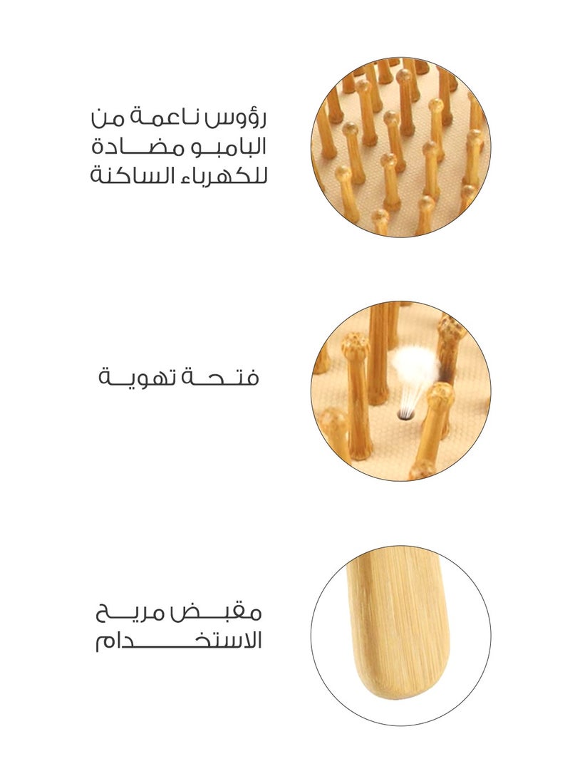ميلا - فرشاة شعر خشبية مبطنة – مضادة للكهرباء الساكنة – لتدليك فروة الرأس - Image 1