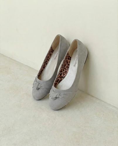 Epic Step Ballet Flats for Women, Comfortable Slip on Faux Suede Round Toe, Ballerina Dressy Flat Shoes (Grey, 9) - Image 5