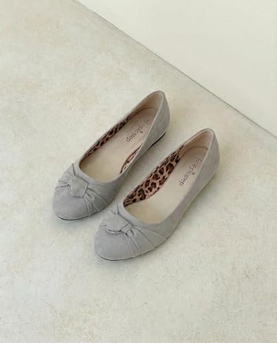 Epic Step Ballet Flats for Women, Comfortable Slip on Faux Suede Round Toe, Ballerina Dressy Flat Shoes (Grey, 9) - Image 4