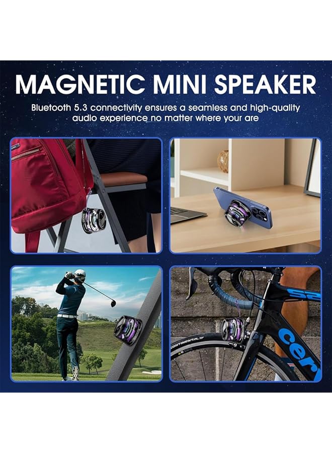 erorex Magnetic Bluetooth Speaker Multi Rgb Color Light And Phone Holder High Sound Quality Mini Bluetooth Speaker For Shower Bike Car Room Outdoor Gifts For Teens Black  - Image 3