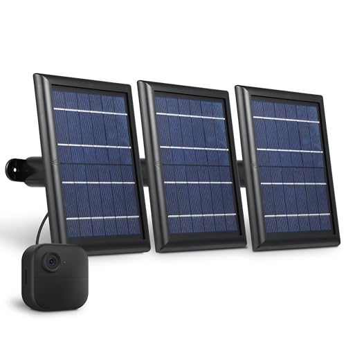 Wasserstein Solar Panel with Internal Battery - Compatible with Blink Outdoor 3/4 (3-Pack, Black) (Camera NOT Included) - Image 1