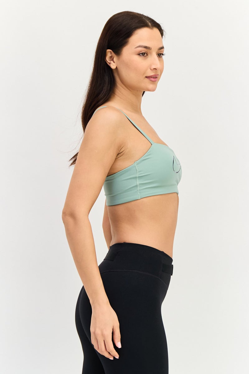 Nike Women Brand Logo Padded Training Sport Bra, Slate Green - Image 2