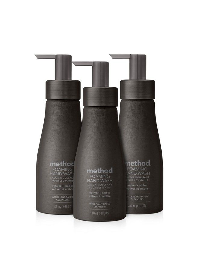 Method غسول اليدين الرغوي الفاخر برائحة نجيل الهند والعنبر، عبوة من 3 قطع قابلة لإعادة الاستخدام من الألومنيوم الأسود، 10 أونصة - Image 1