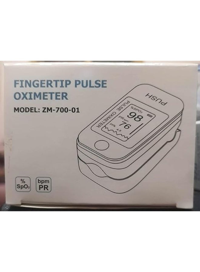 Pulse Oximeter with Heart Rate Monitor – Portable Finger Oxygen Saturation Meter, White