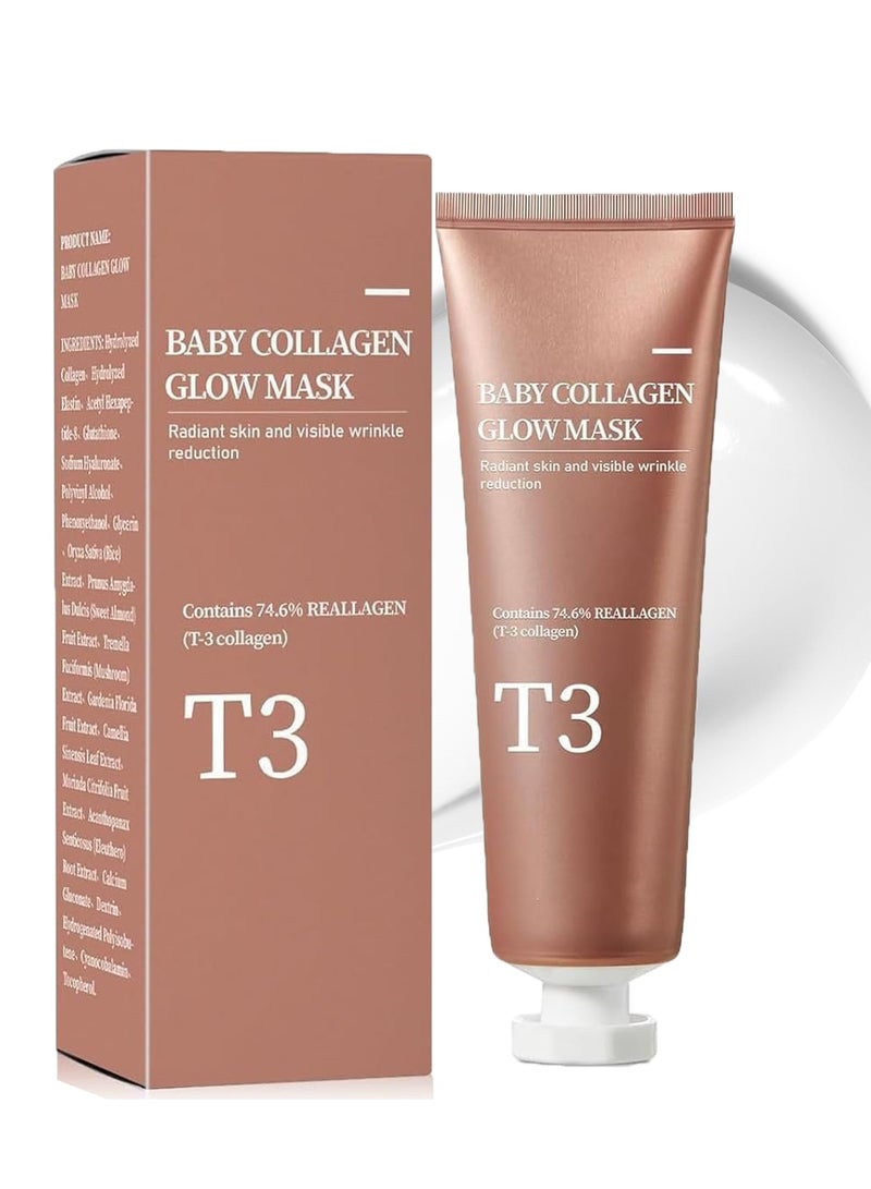 SYOSI Baby Collagen Glow Mask, Korean Peel Off Mask Skincare Infused with Reallagen/T3 Vegan Collagen, Aginon, Volufiline, for Anti-Wrinkle, Anti-Aging, Pore Tightening Gift - Image 1