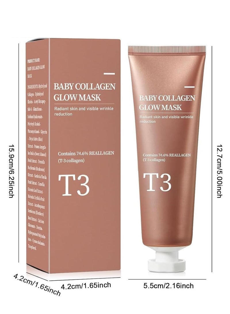 SYOSI Baby Collagen Glow Mask, Korean Peel Off Mask Skincare Infused with Reallagen/T3 Vegan Collagen, Aginon, Volufiline, for Anti-Wrinkle, Anti-Aging, Pore Tightening Gift - Image 4