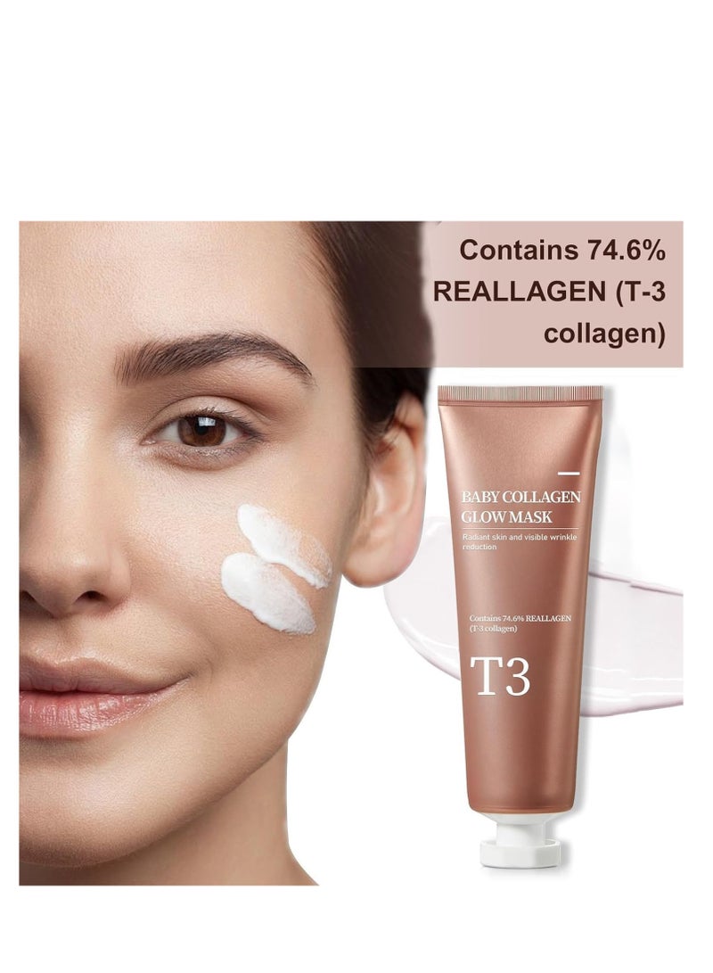 SYOSI Baby Collagen Glow Mask, Korean Peel Off Mask Skincare Infused with Reallagen/T3 Vegan Collagen, Aginon, Volufiline, for Anti-Wrinkle, Anti-Aging, Pore Tightening Gift - Image 5