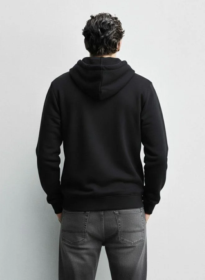 The Indian Garage Co Men Relaxed Fit Embroidered Hooded Neck Full Sleeves Sweatshirt