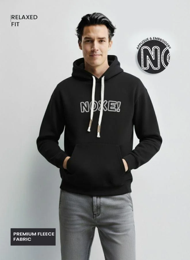 The Indian Garage Co Men Relaxed Fit Embroidered Hooded Neck Full Sleeves Sweatshirt