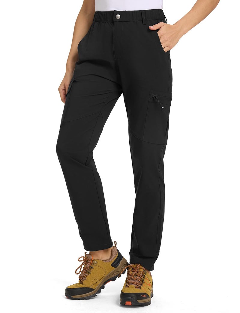 TBMPOY Womens Hiking Cargo Pants Lightweight Water Resistant Quick Dry Fishing Camping Travel Work Pant with 6 Pockets Black L - Image 2