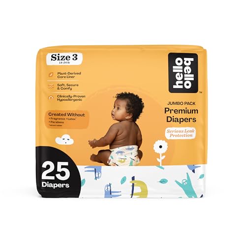 Hello Bello Premium Baby Diapers Size 3 25 Count of Disposable ExtraAbsorbent Hypoallergenic Baby Diapers with Snug and Comfort Fit Sleepy Sloth