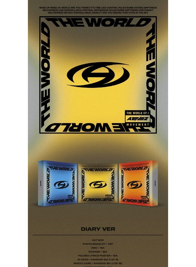 DREAMUS ATEEZ The World EP.1 : Movement Album Diary Version CD+1p Folding Lyrics Poster On Pack+72p Photobooklet+1ea Sticker+1p ID Card+1p PhotoCard+Tracking Sealed - Image 2