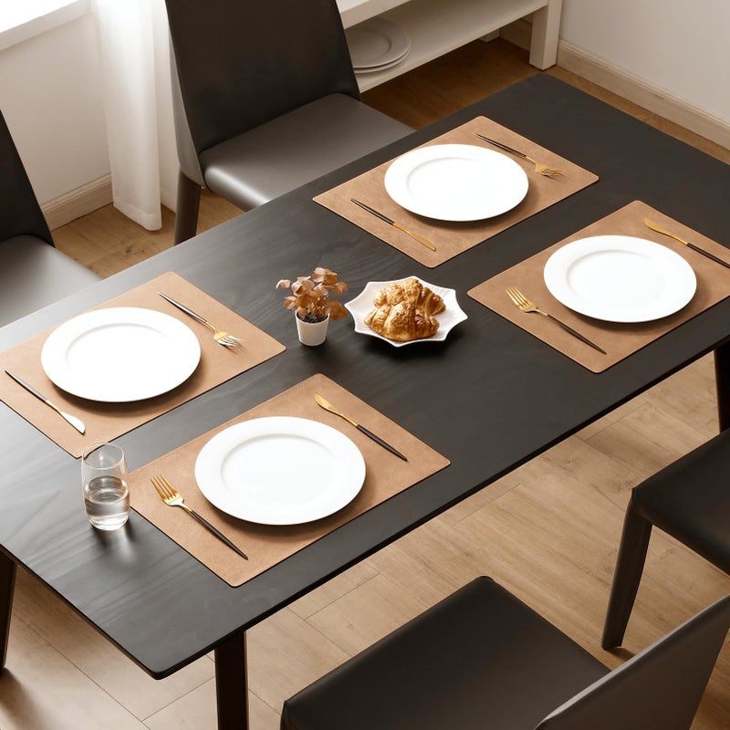 MOSAYT Vinyl Placemats Set of 6-12 X 17 Inch - Faux Leather 100% Waterproof Oil-Proof Wipeable PU Place Mats, Heat Resistant Reversible Table Mats for Kitchen, Dining, Outdoor (Camel) - Image 2