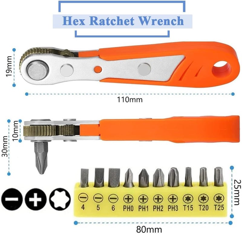 Eyech 11 in1 Mini Ratchet WrenchRight Angle Magnetic Screwdriver 14 Drive Torque 90 Degree Offset Reversible Ratcheting Screwdriver Wrench for Tight Areas36Tooth - Image 2