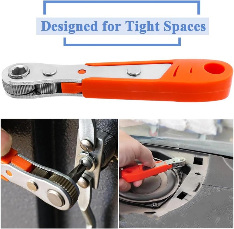 Eyech 11 in1 Mini Ratchet WrenchRight Angle Magnetic Screwdriver 14 Drive Torque 90 Degree Offset Reversible Ratcheting Screwdriver Wrench for Tight Areas36Tooth - Image 5