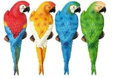 The Decorshed Wall Parrots for Garden Tree Decor, 4 Colors, Parrot for Garden, Home Decoration, Birds for Garden [ Multicolor : Pack of 4 ] - Image 1