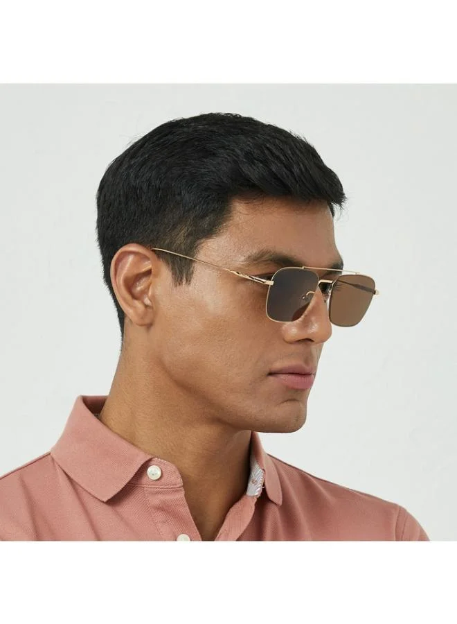 30Sundays VALIANT Men Brown Sunglasses - Frame Material: Metal - Lens Color: Brown- Frame Color: Gold - Full Rim