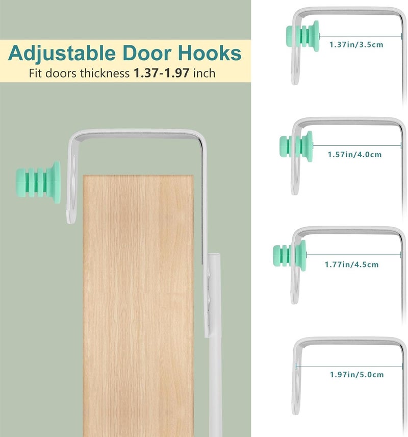 Over The Door Hooks - 2 Pack Adjustable Heavy Duty Hangers with Scratch - Preventing Sponge - Image 3
