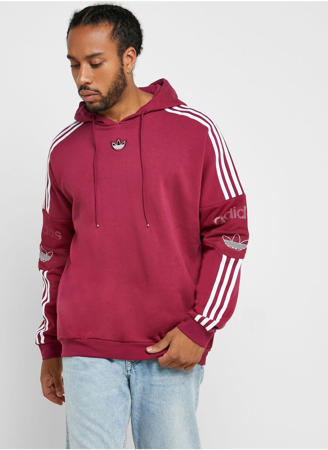 adidas maroon trefoil hoodie