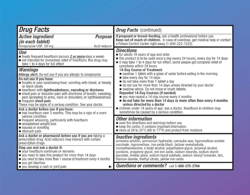 Quality Choice Omeprazole Delayed Release Acid Reducer Tablets 20mg for Frequent Heartburn Contains Three 14 Day Courses of Treatment 42 Count - Image 2