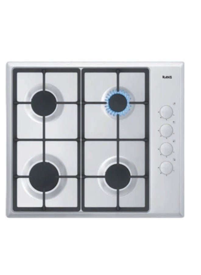Built in gas hob , 4 burners , steel