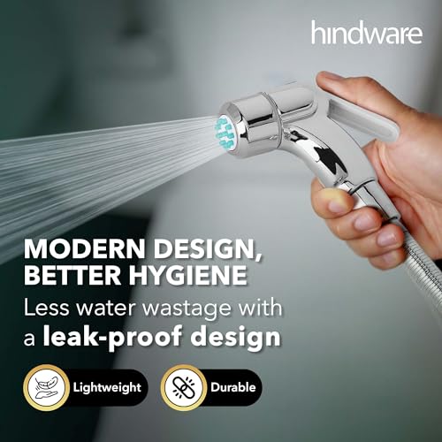 Hindware F160013CP Plastic Health Faucet with PVC Flexible Tube and Wall Hook, Jet Spray for Toilet - Image 2