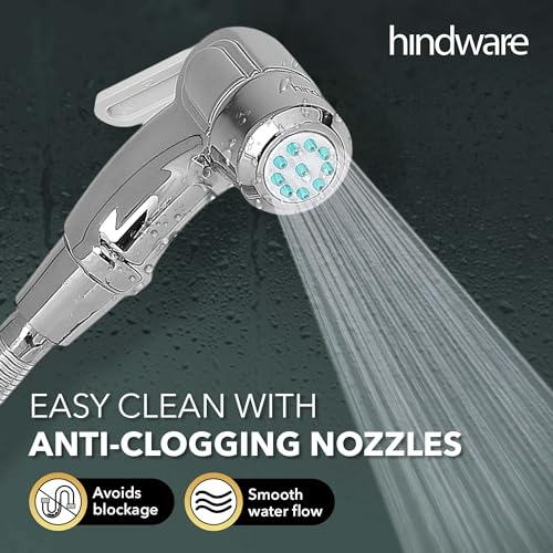 Hindware F160013CP Plastic Health Faucet with PVC Flexible Tube and Wall Hook, Jet Spray for Toilet - Image 4