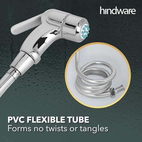 Hindware F160013CP Plastic Health Faucet with PVC Flexible Tube and Wall Hook, Jet Spray for Toilet - Image 5