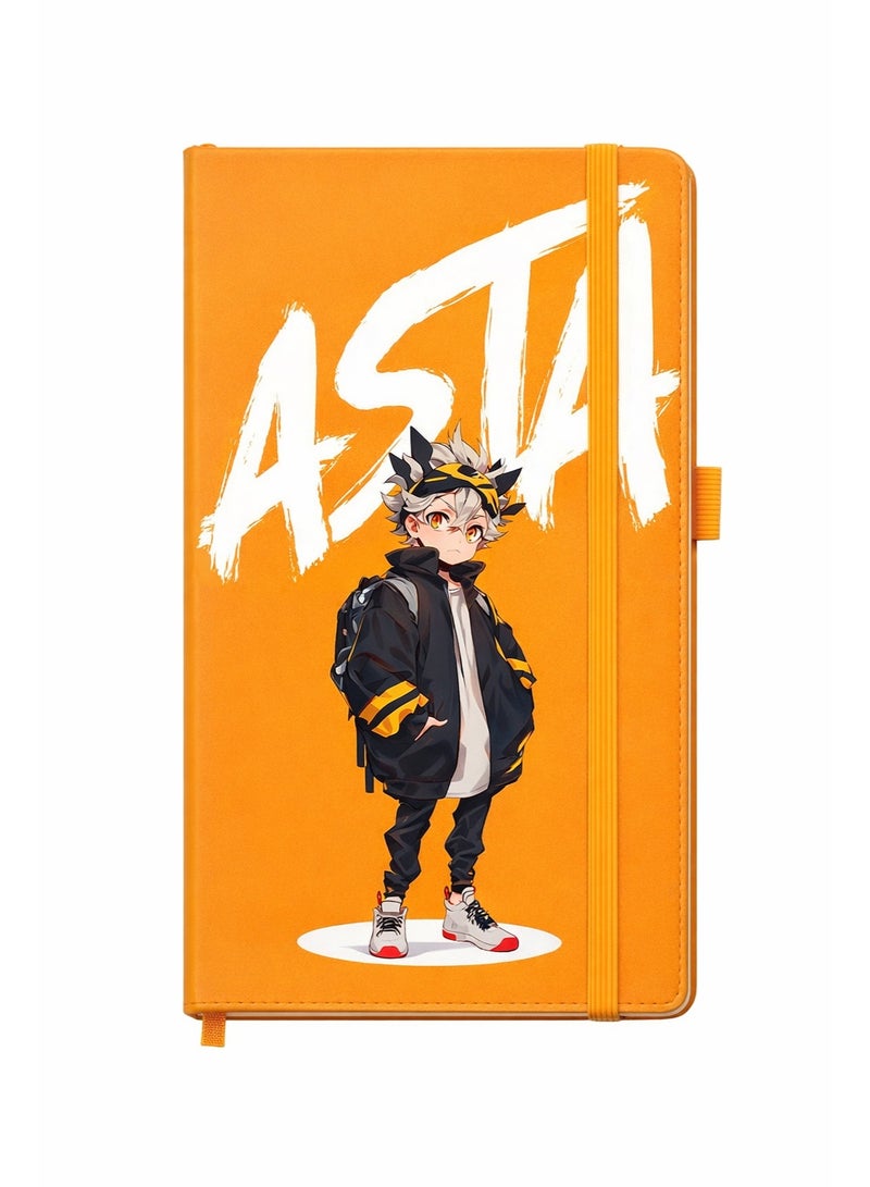 Bickerbond Black Clover Asta Anime Hardcover Notebook - Urban Mage Edition | A5 Premium Lined Orange Journal with Elastic Band & Pen Holder - Image 1