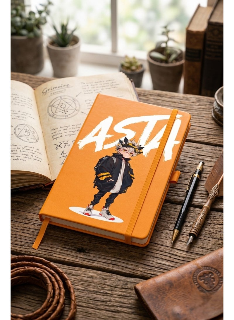 Bickerbond Black Clover Asta Anime Hardcover Notebook - Urban Mage Edition | A5 Premium Lined Orange Journal with Elastic Band & Pen Holder - Image 2