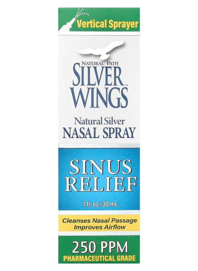 Natural Silver Nasal Spray Sinus Relief 250 PPM 1 fl oz (30 ml)