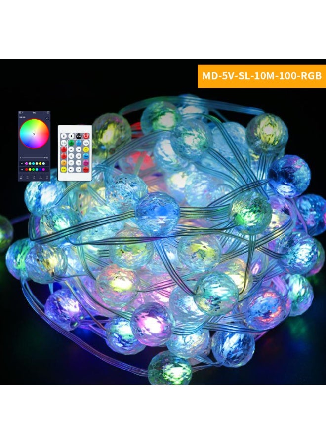 مودي سلسلة أضواء فقاعية متعددة الألوان من MODI RGB بطول 10 أمتار و100 مصباح LED - تطبيق وجهاز تحكم عن بعد، USB، أضواء خرافية LED متغيرة الألوان ومقاومة للماء للغرفة، الفناء، الحديقة، عيد الميلاد، رأس السنة، اليوم الوطني، عيد الفطر، رمضان، ديوالي - Image 5
