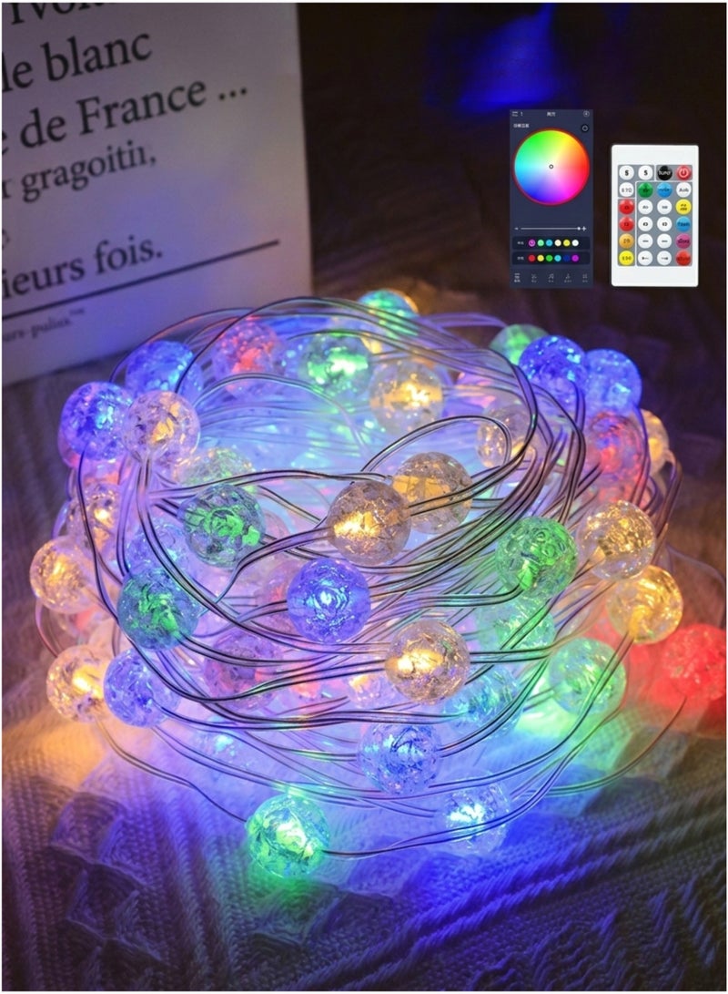 مودي سلسلة أضواء فقاعية متعددة الألوان من MODI RGB بطول 10 أمتار و100 مصباح LED - تطبيق وجهاز تحكم عن بعد، USB، أضواء خرافية LED متغيرة الألوان ومقاومة للماء للغرفة، الفناء، الحديقة، عيد الميلاد، رأس السنة، اليوم الوطني، عيد الفطر، رمضان، ديوالي - Image 1