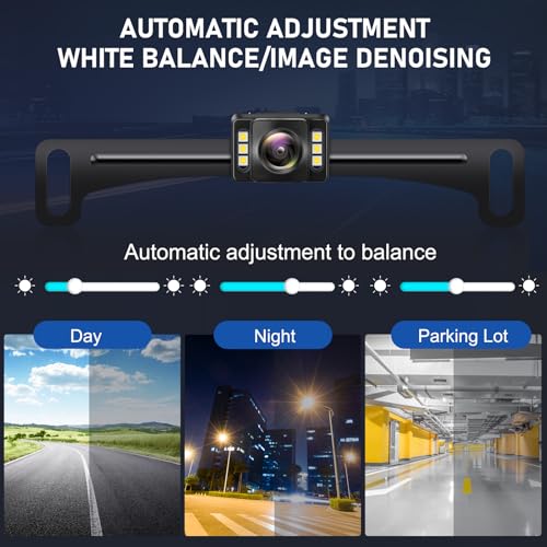 GLK Backup Camera Rear View Camera AHD 1080P Night Vision Reverse Camera, License Plate Backup Camera with 6 LED Lights,170 Degree Wide View Angle, IP69K Waterproof, for 12-24V Pickup Car Truck RV SUV - Image 3