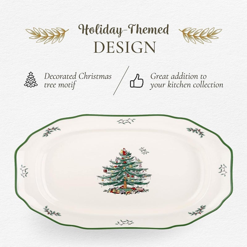 Spode Christmas Tree Sculpted Octagonal Platter  14Inch Holiday Serving Platter for Meats Cheeses and Desserts  Dishwasher and Microwave Safe Christmas Dinnerware with Iconic Tree Design - Image 3