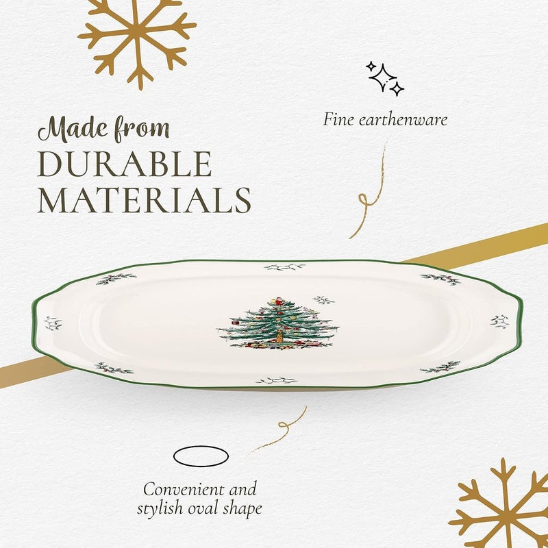 Spode Christmas Tree Sculpted Octagonal Platter  14Inch Holiday Serving Platter for Meats Cheeses and Desserts  Dishwasher and Microwave Safe Christmas Dinnerware with Iconic Tree Design - Image 4