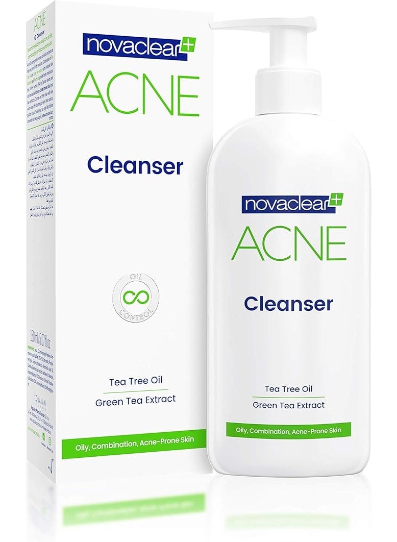 Novaclear Acne Cleanser – Oil-Control Face Wash with Green Tea Extract, Panthenol & Allantoin for Acne-Prone Skin – 150ml