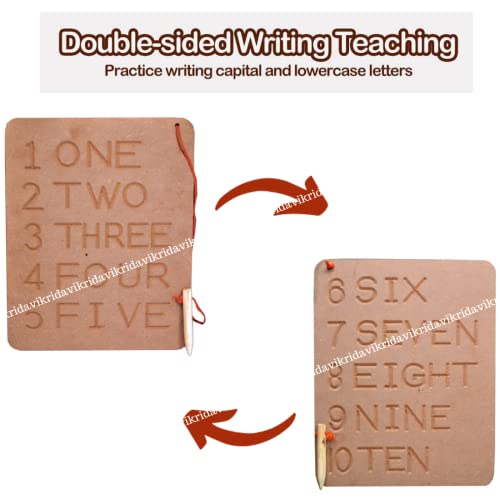 Vikrida Wooden Double Sided Tracing Board, Numbers Tracing Board for Toddler to Preschool - Image 3